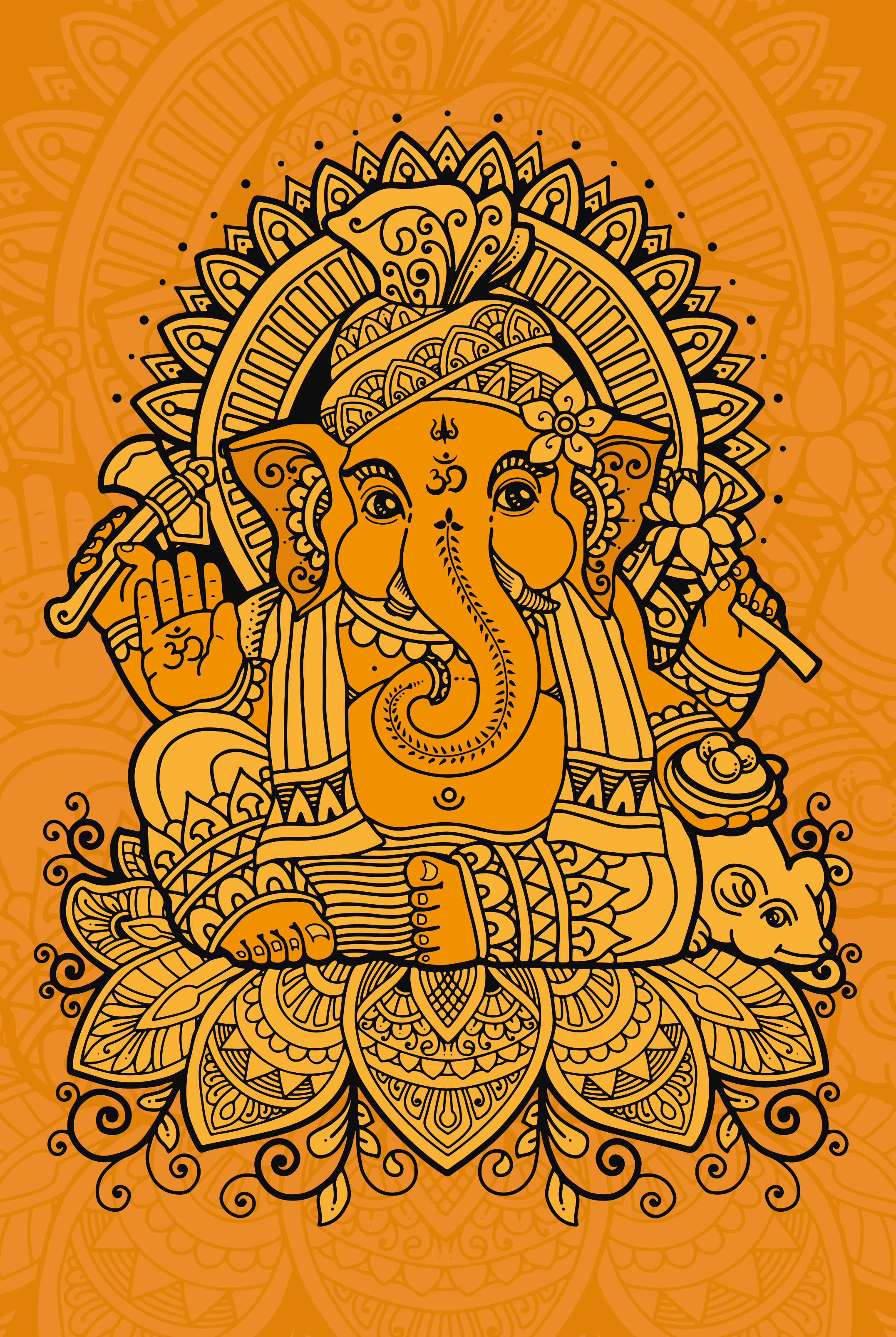 Zen poster mandala med ganesha i centrum - Tenstickers