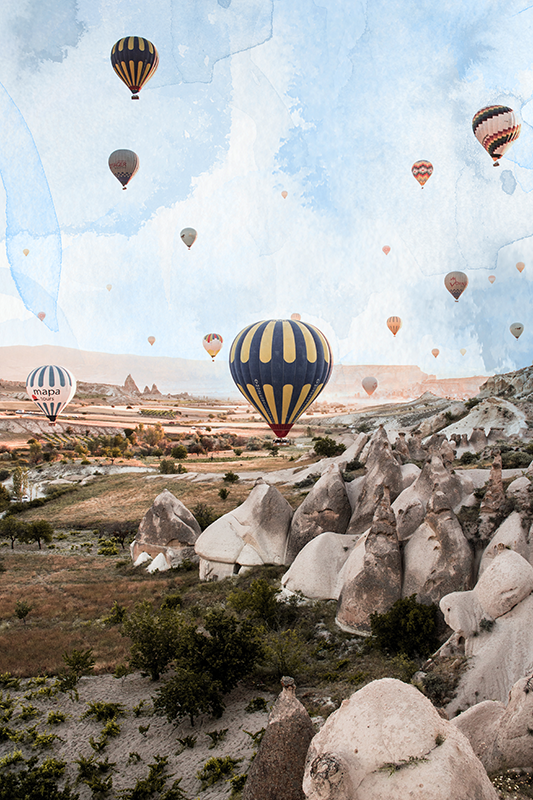 Poster städer och länder cappadociens luftballonger - Tenstickers