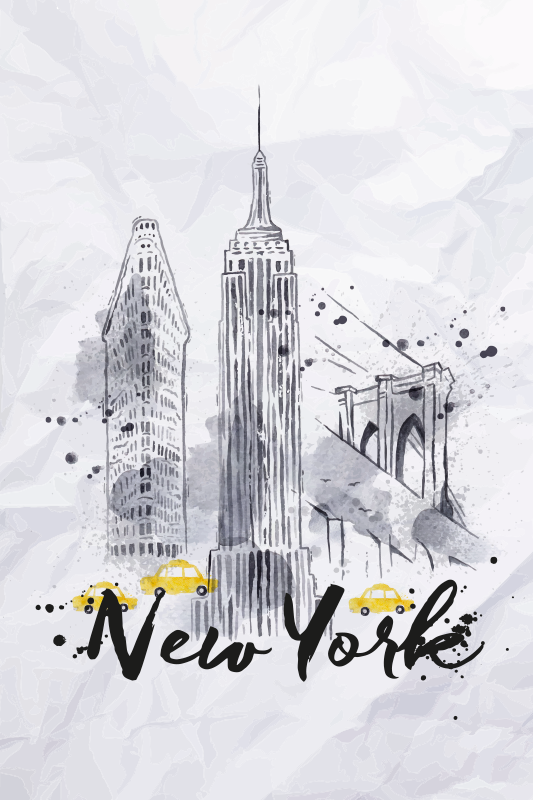 Poster städer och länder skyline new york - Tenstickers