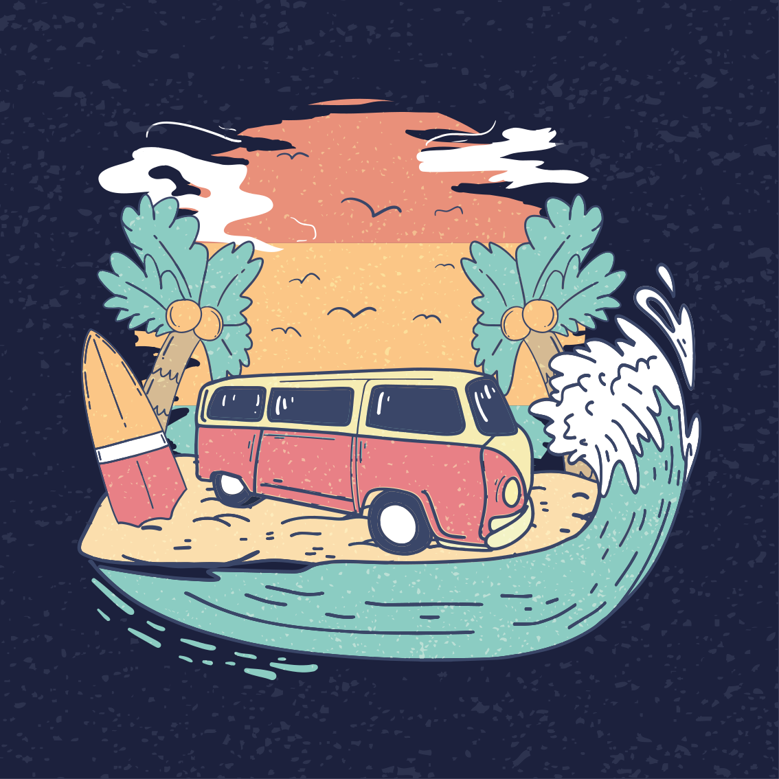 Poster städer och länder surfing van scen - Tenstickers