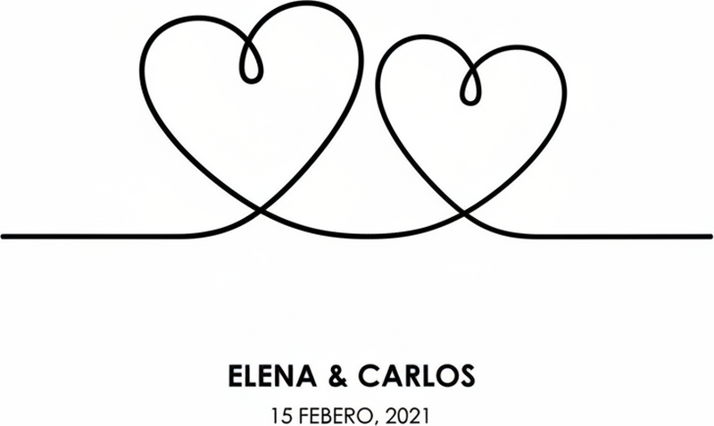 Personliga posters single line heart - Tenstickers