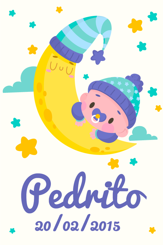 Personliga posters sovande baby måne - Tenstickers