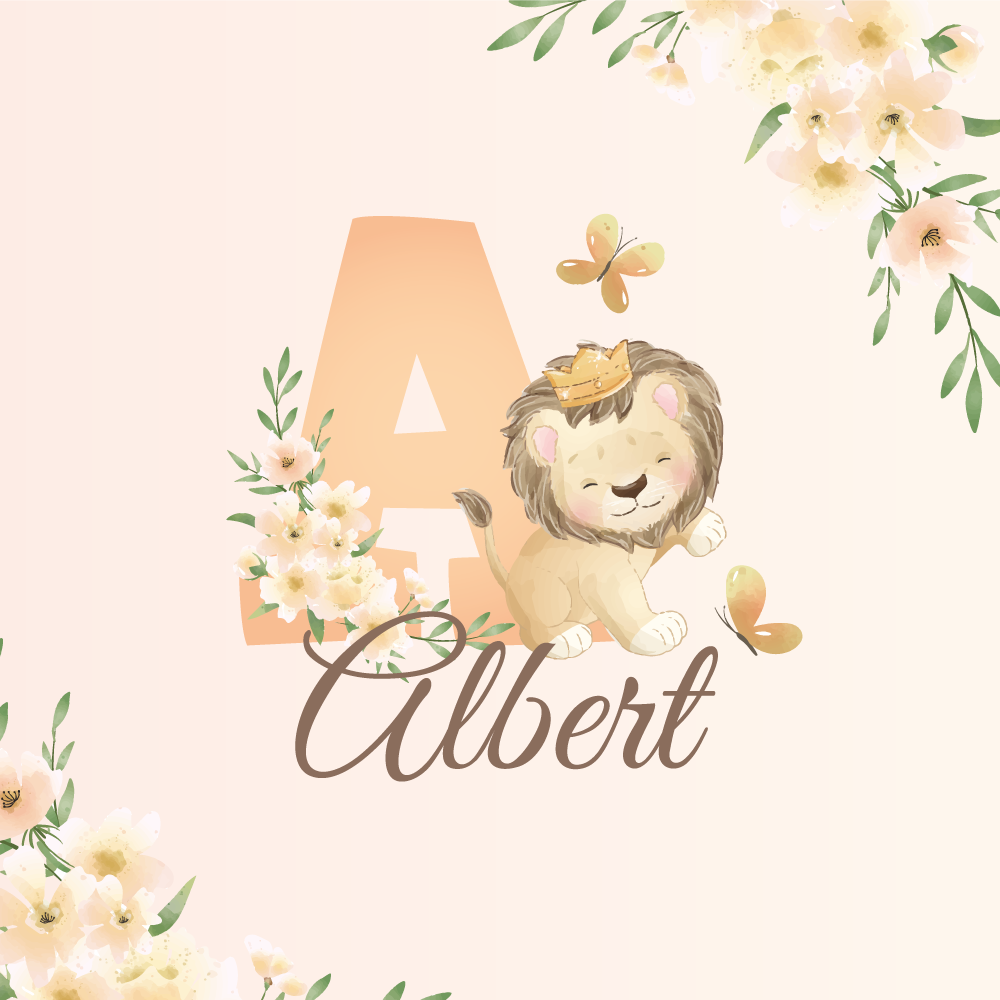 Personliga posters söt lejon och blommor - Tenstickers