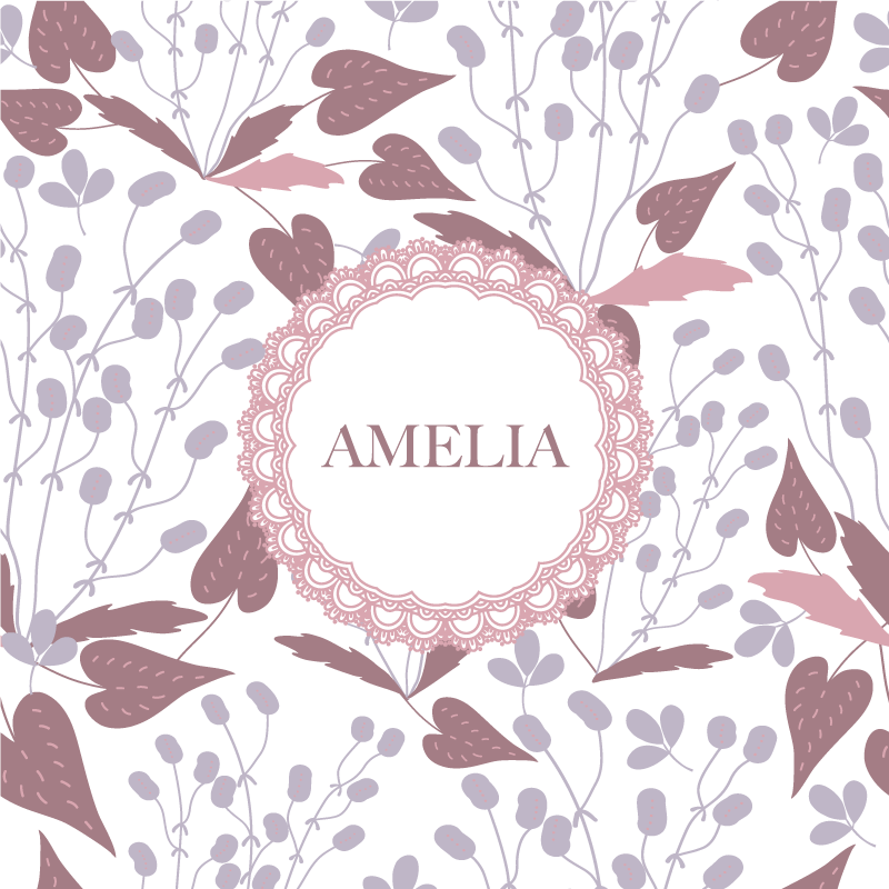 Personliga posters floral namn design - Tenstickers