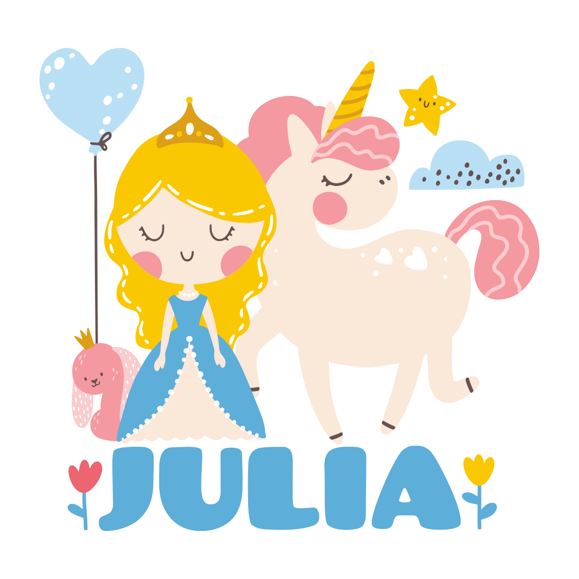 Personliga posters prinsessa med enhörning - Tenstickers