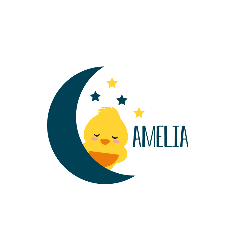 Personliga posters sleepy chick moon - Tenstickers