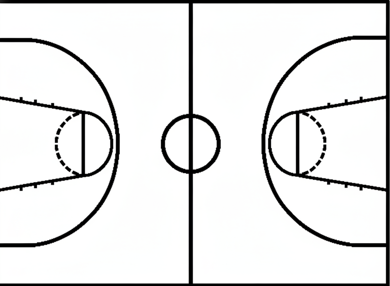Poster basketboll dekorativt klistermärke basketplan - Tenstickers
