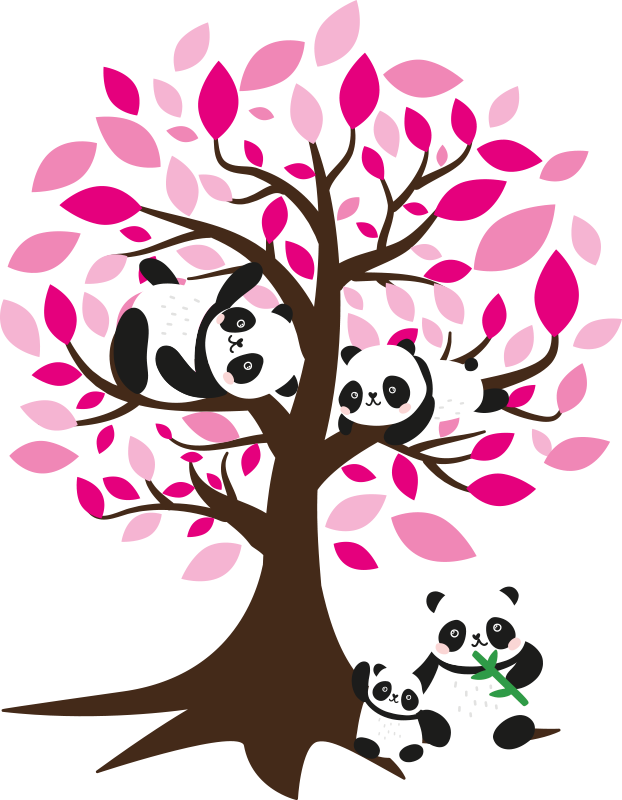 Poster trä panda barn väggdekal - Tenstickers