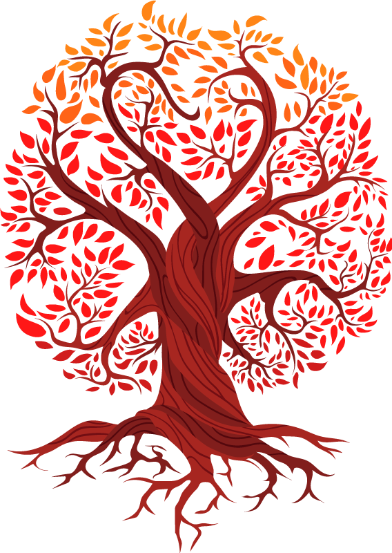 Tree of life röd poster trä - Tenstickers