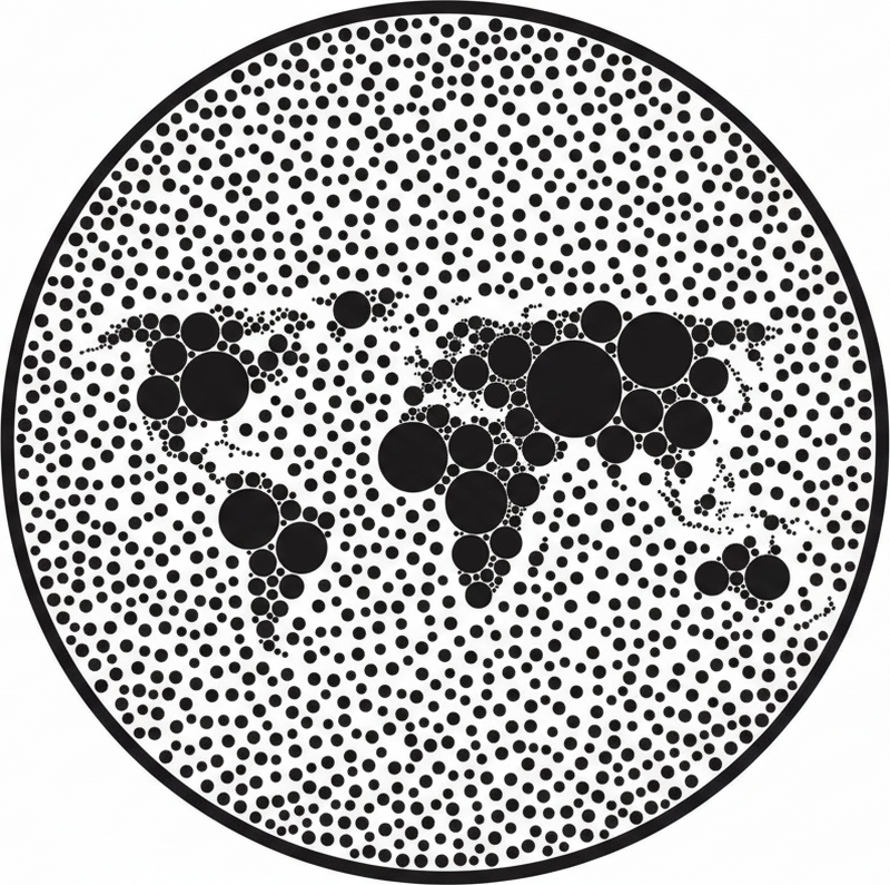 Världskarta poster med cirkulärt globalt design - Tenstickers