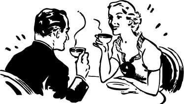 Poster vintage dekorativ vinylpar som dricker kaffe - Tenstickers