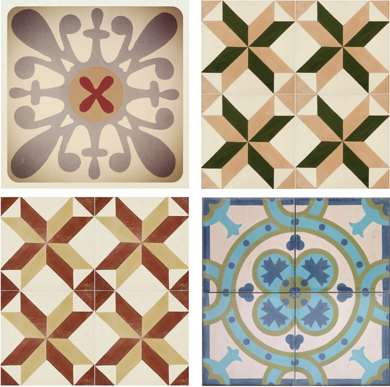 Poster vintage dekorativ mosaik med olika mönster - Tenstickers