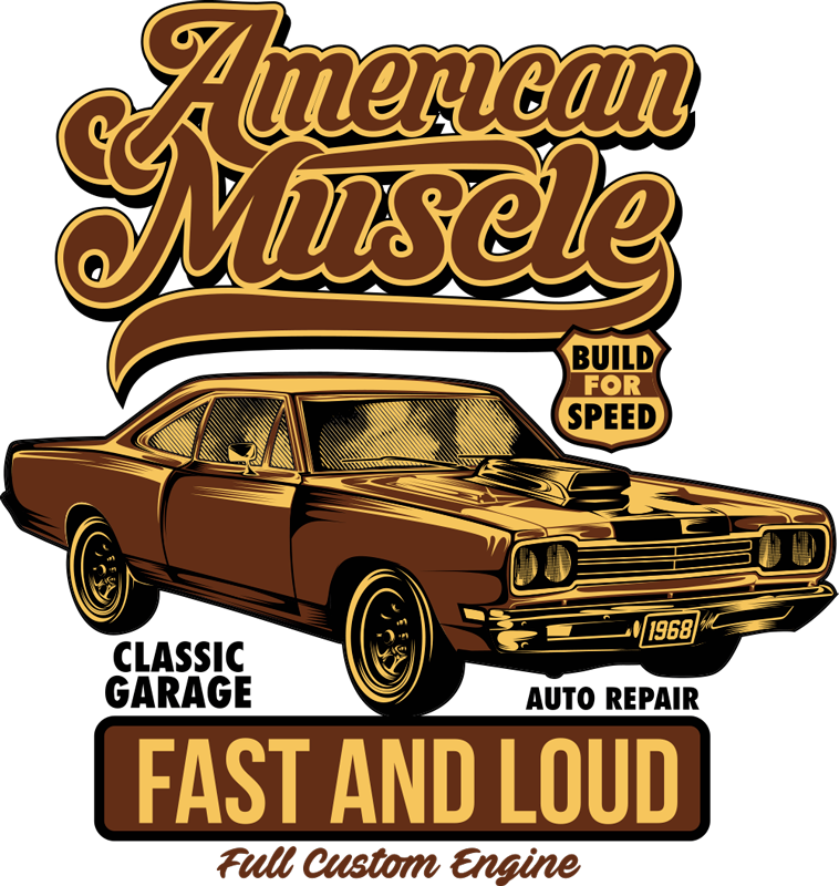 Poster vintage dekoration vinyl amerikansk klassisk bil - Tenstickers