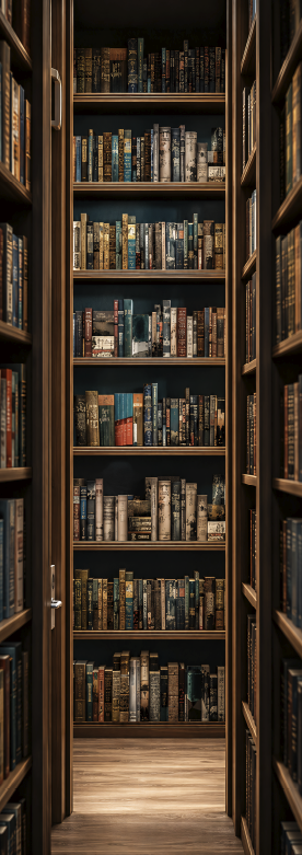 Poster vintage gång genom ett bibliotek - Tenstickers