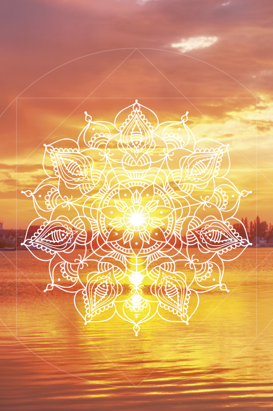 Affischer landskap solnedgång mandala - Tenstickers