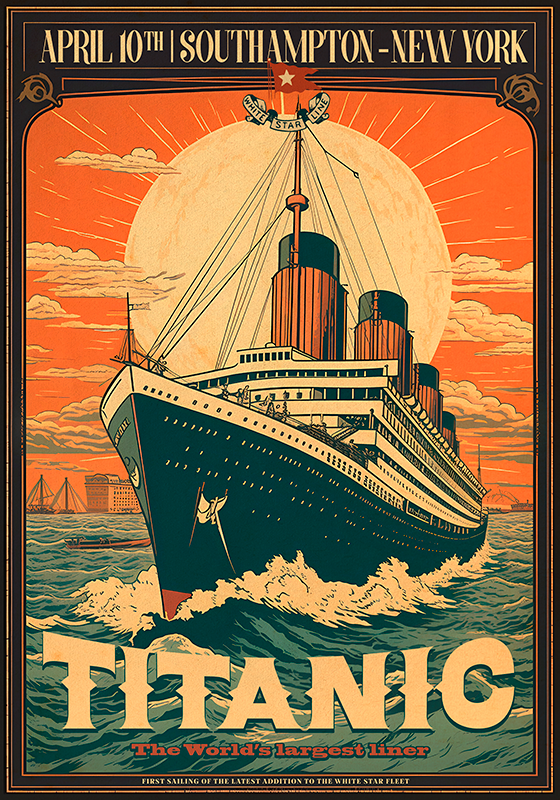 Poster vintage titanic första resa - Tenstickers