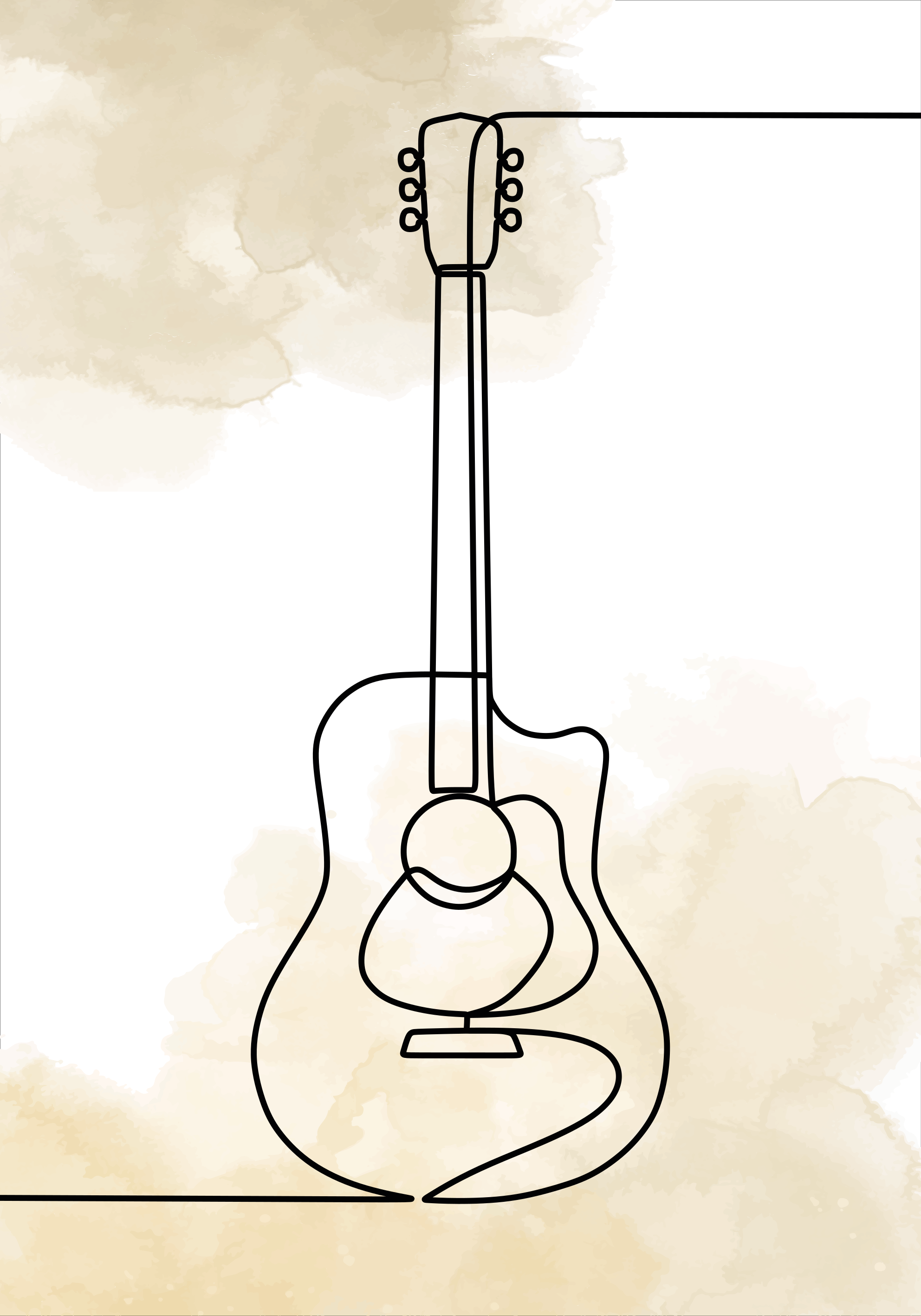 Musik posters guitarra monolinea - Tenstickers