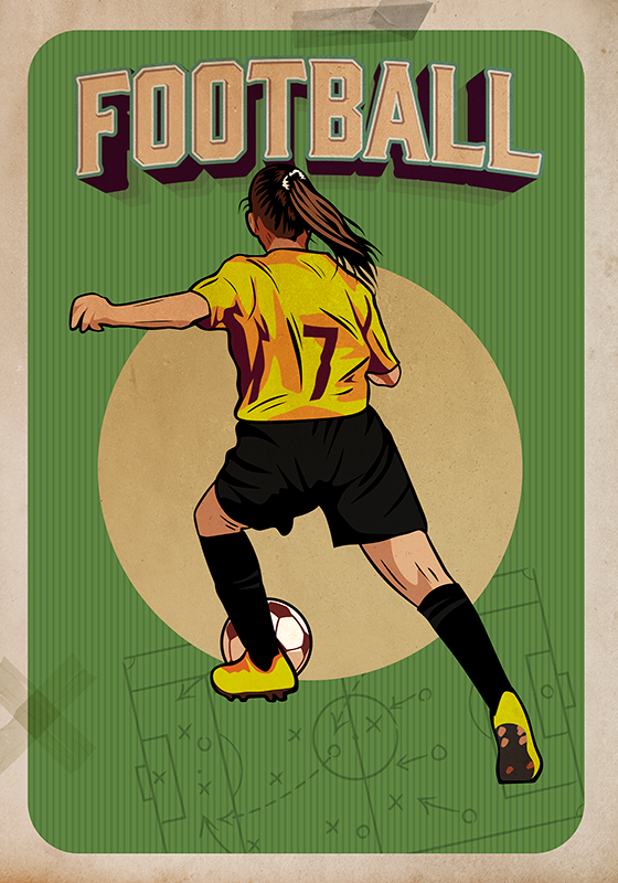Fotbolls posters damfotboll retro - Tenstickers