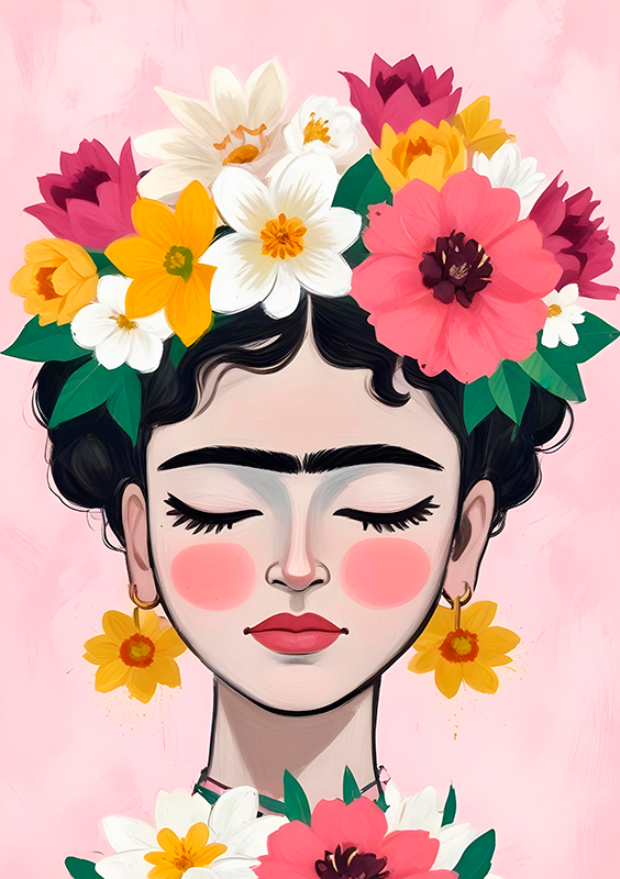 Konst posters blomsterhatt frida - Tenstickers