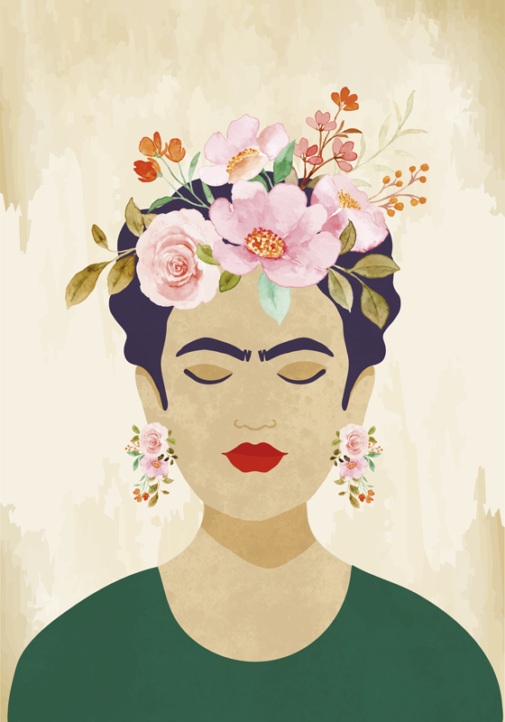 Konst posters kvinna med blommor - Tenstickers