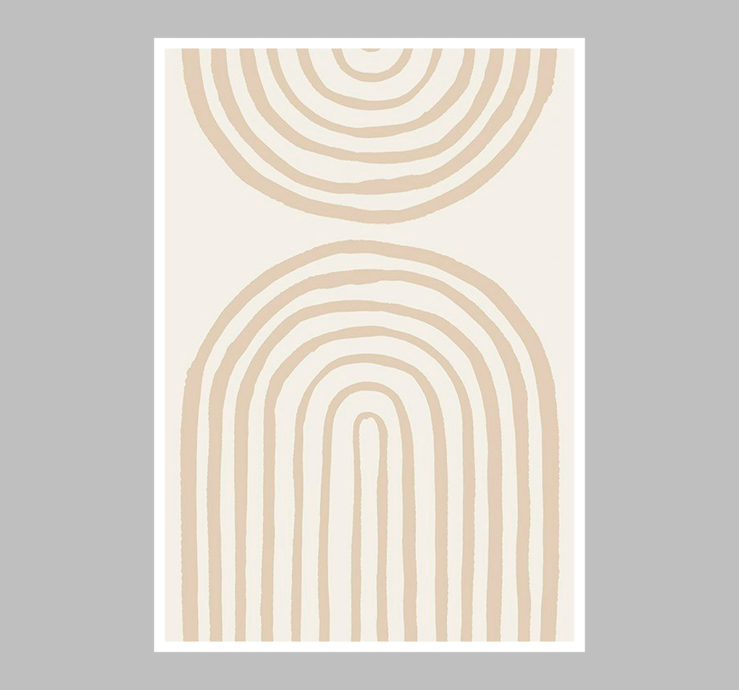 Konst posters mjuka linjer i beige - Tenstickers