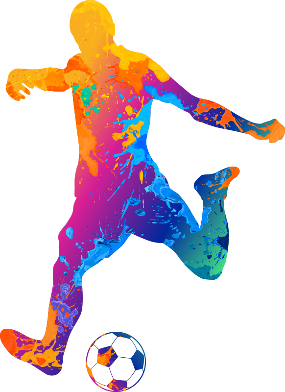 Fotbolls posters med färgade splattereffekter - Tenstickers