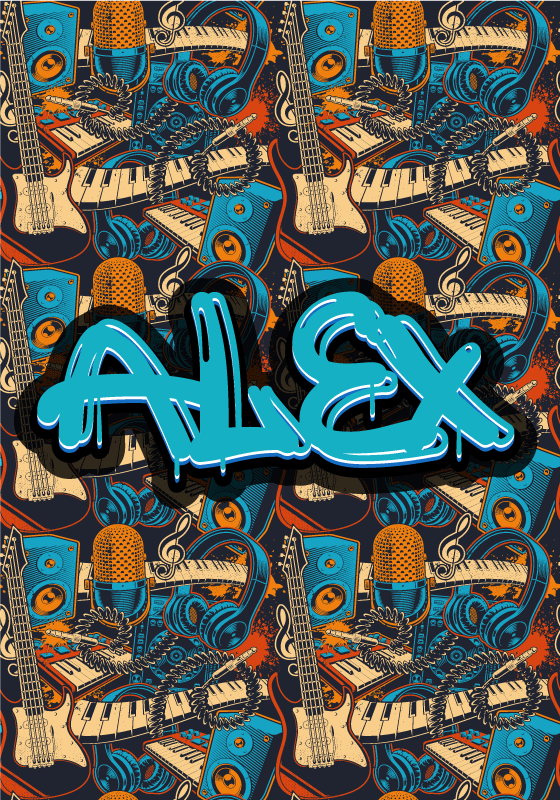 Anpassad retro musik graffiti affisch - Tenstickers