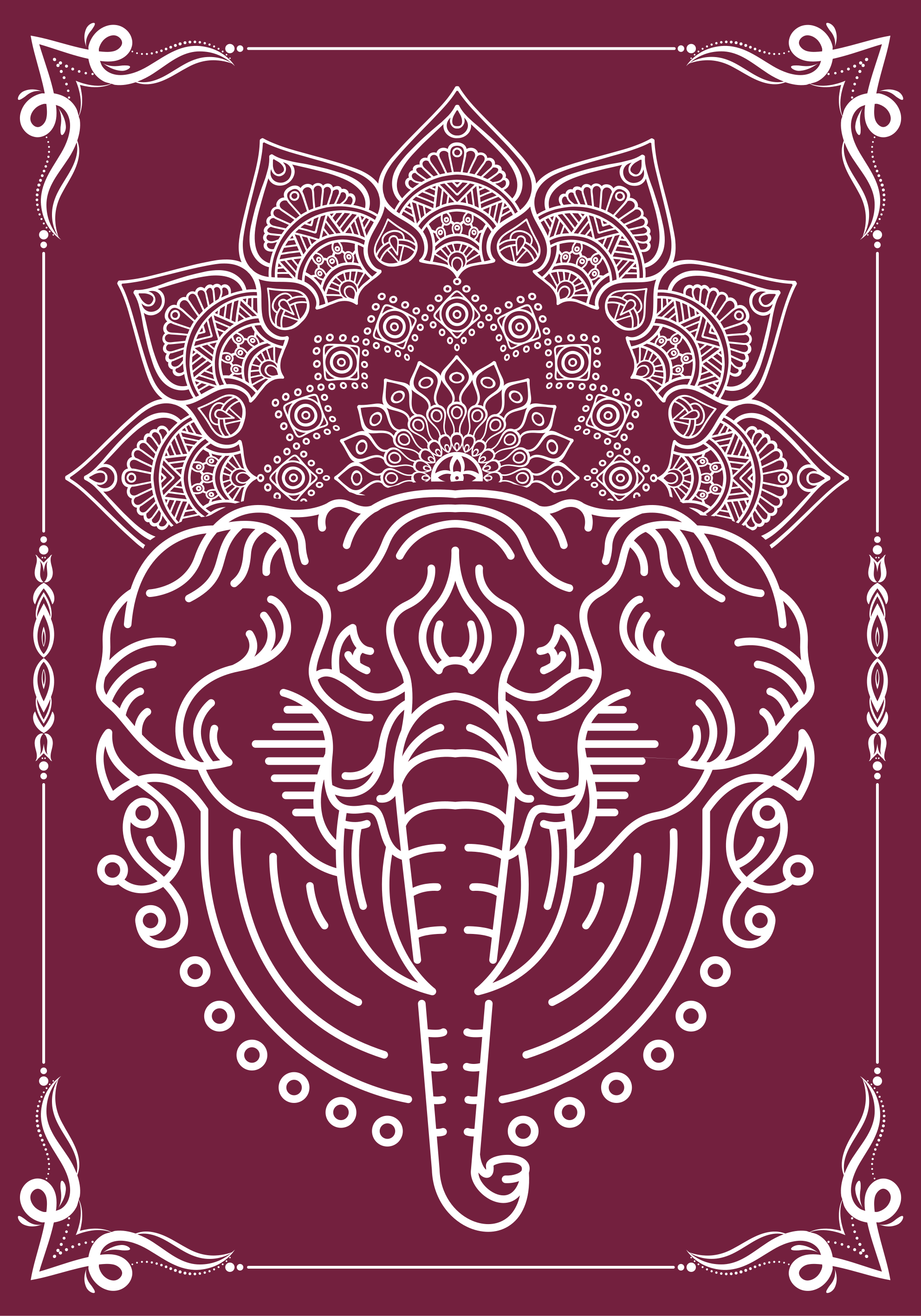 Elefant mandala affischtryck - Tenstickers