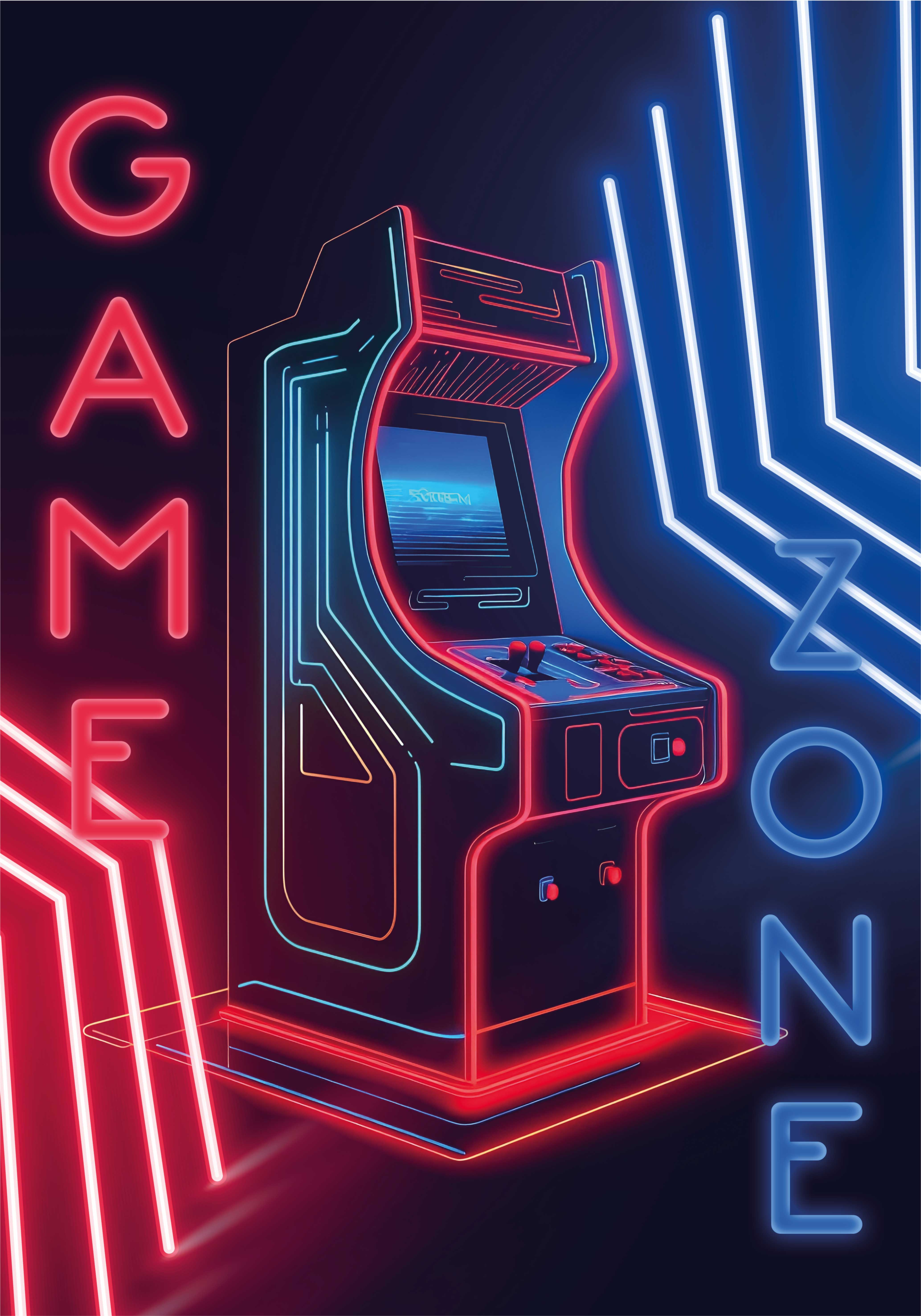Neon Game Zone Poster ungfödd - Tenstickers