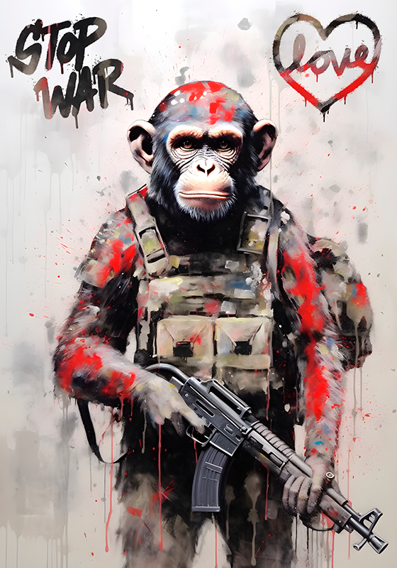 Soldat apa med vapen Konst posters - Tenstickers