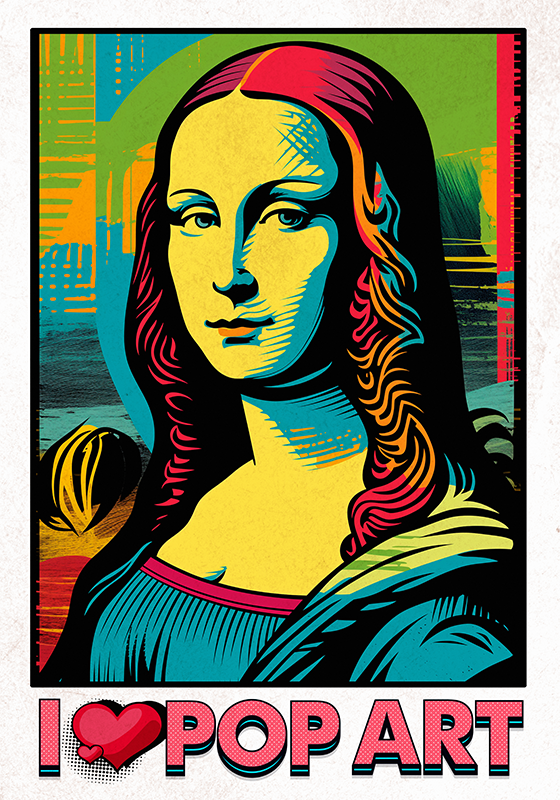 Färgglad gioconda popkonst-affisch - Tenstickers
