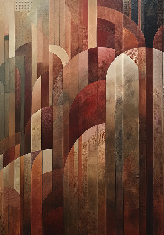 Röda former Art Déco-affisch - Tenstickers