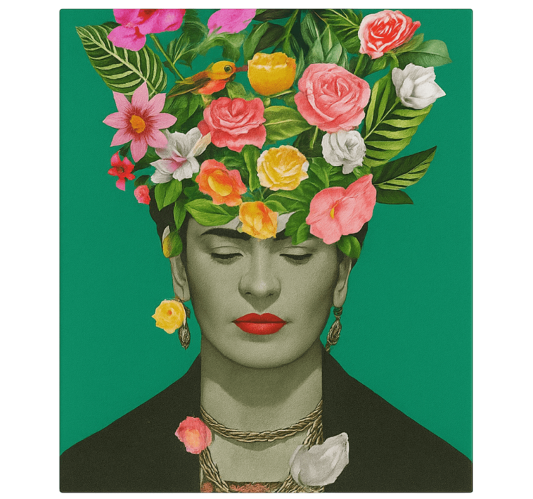 Frida kahlo färgglada blommor Kanvas konst - Tenstickers