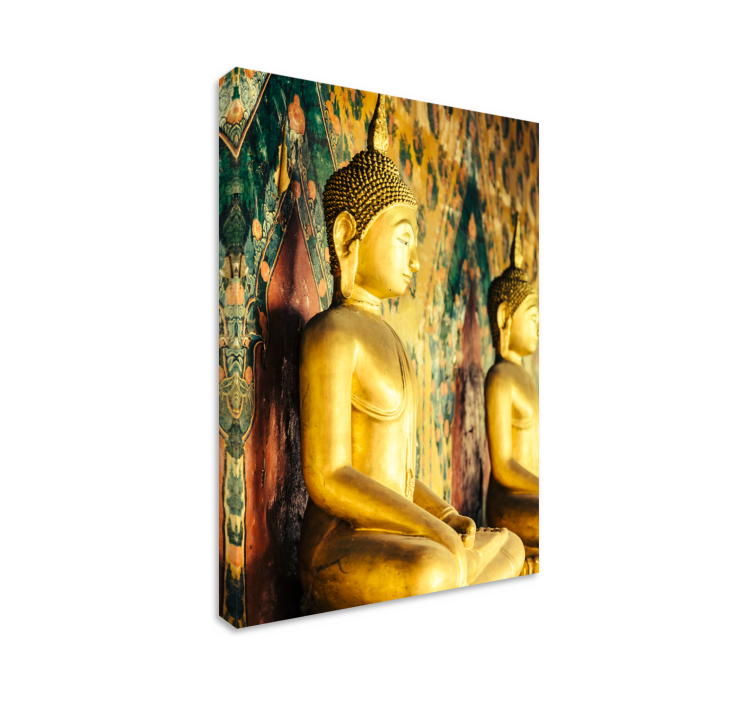 Kanvas buddha gyldne buddhafigurer - Tenstickers