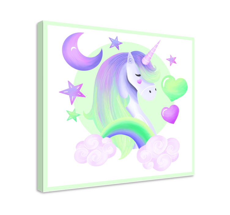 Hjärta och regnbåge unicorncanvas tavla vägg tryck - Tenstickers