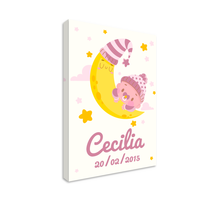 Kanvas barnrum lycklig måne omfamning - Tenstickers