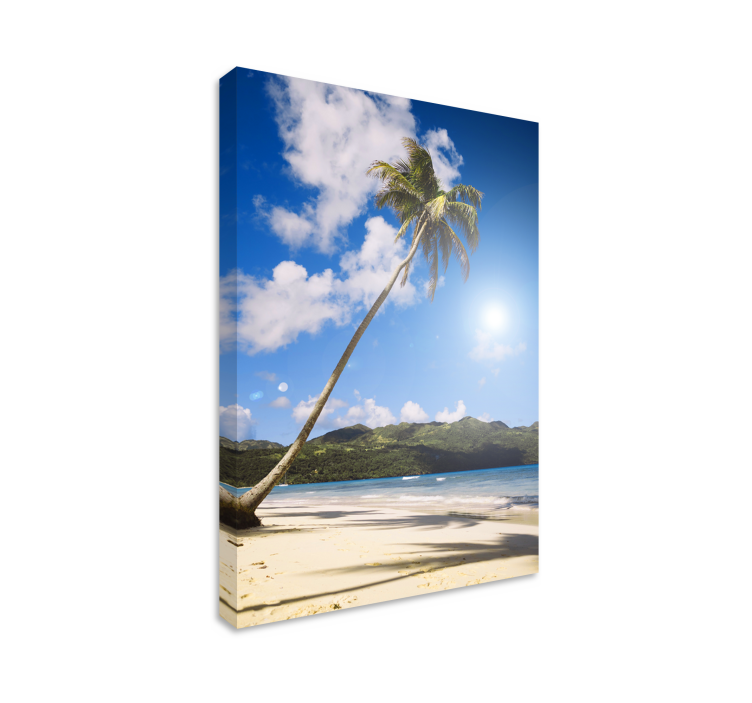 Strand sol palmer landskapcanvas tavla - Tenstickers