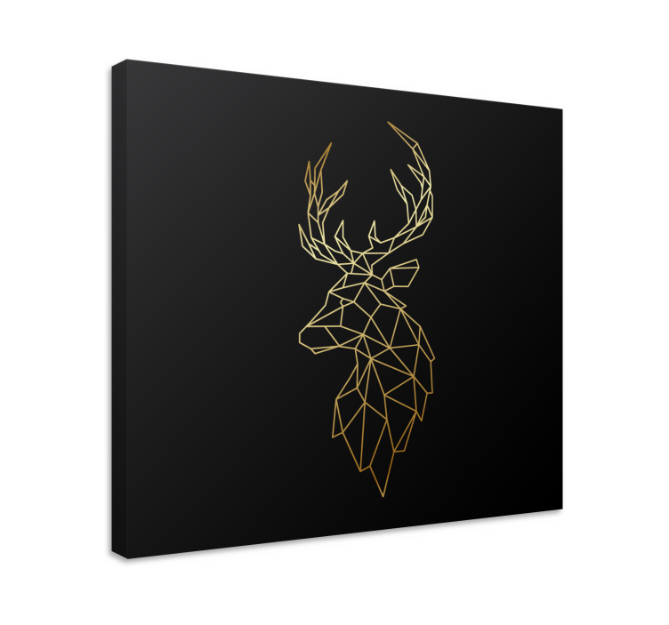 Gyllene origami rådjur stag canvas - Tenstickers