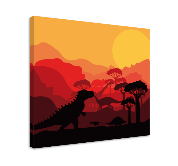 Dinosaurier jurassic landskap kanfas - Tenstickers