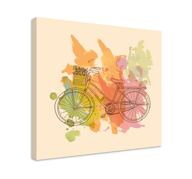 Vintage cykel med blommor retrocanvas tavla konst - Tenstickers