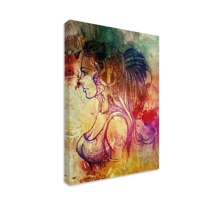 Kanvas människor och karaktärer elegant profil silhuett - Tenstickers