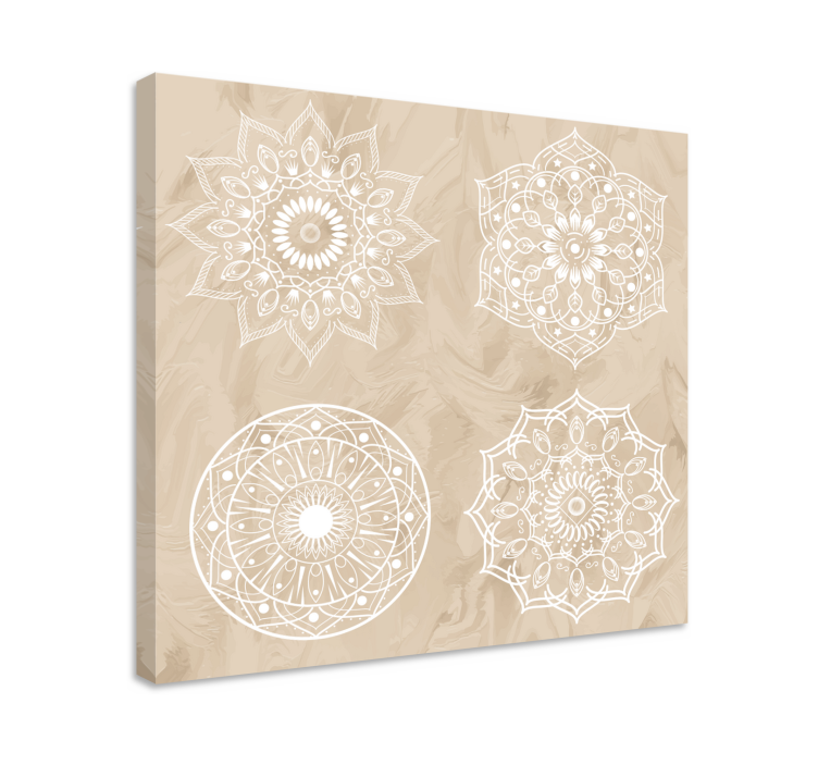 Fyra beige mandalas canvas canvas tavla - Tenstickers