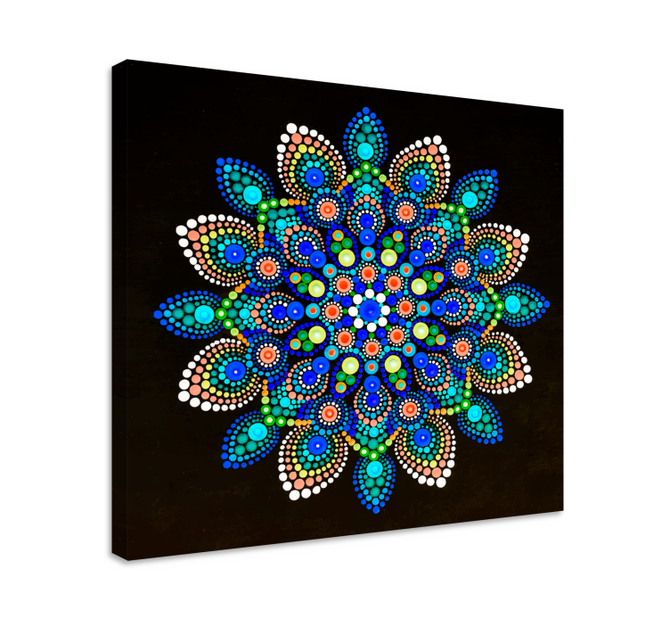 Mandala färgglada prickar mandala canvas canvas tavla - Tenstickers