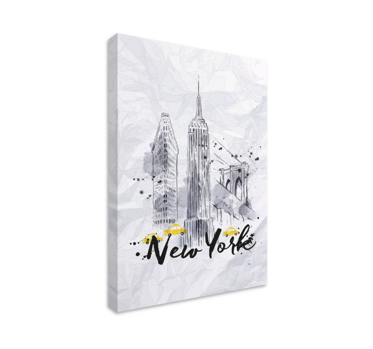 New york skyline illustration Kanvas städer och länder - Tenstickers