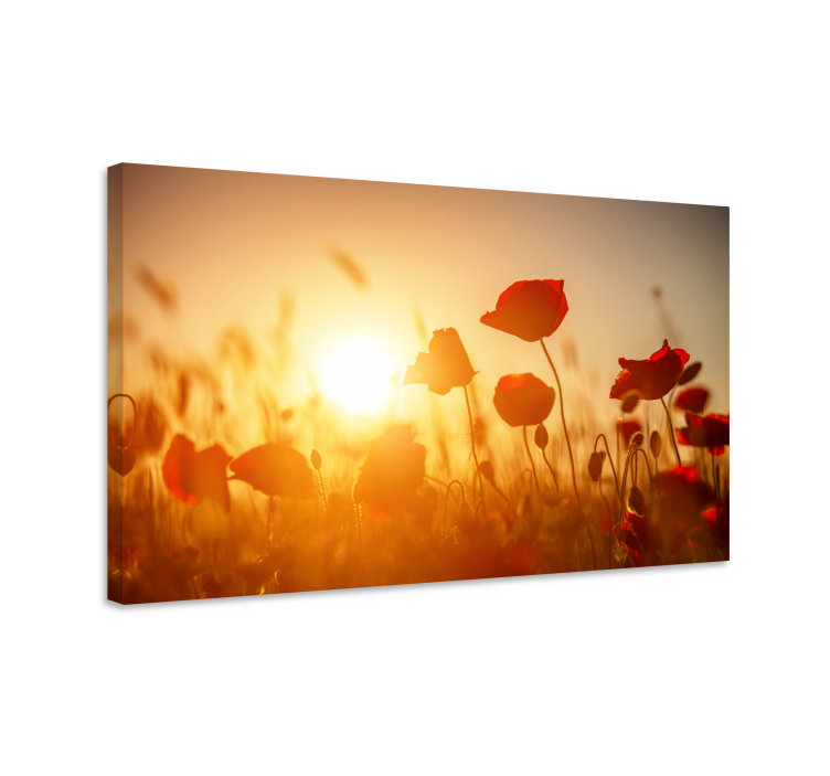 Kanvas blommor och växter poppy field glöd - Tenstickers