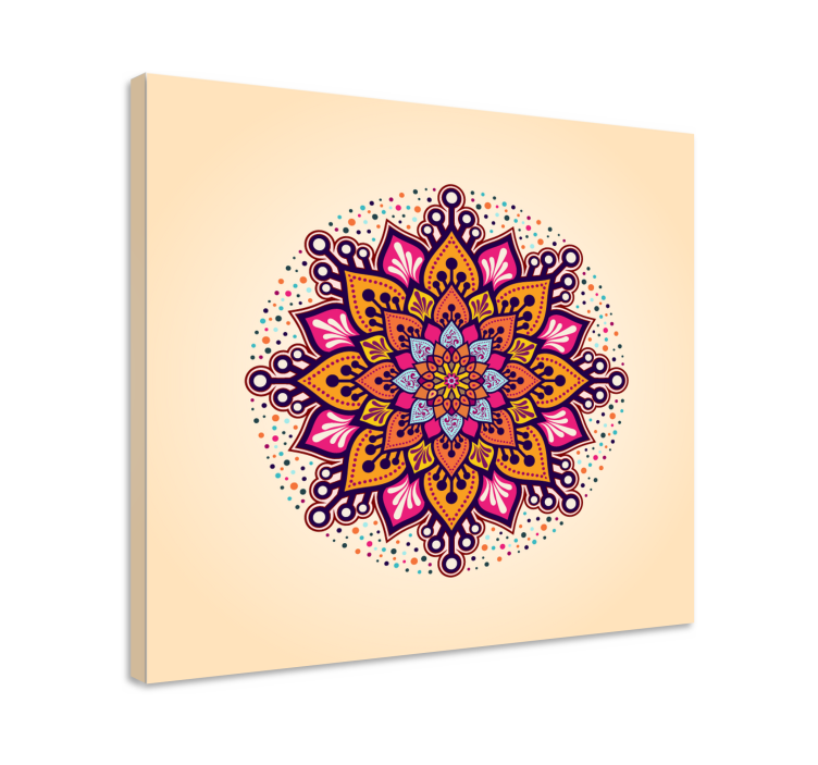 Regnbåge beige mandala canvas canvas tavla - Tenstickers