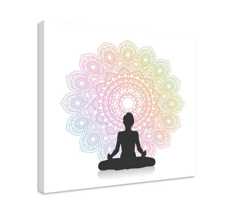 Rainbow yoga mandala canvas wall art - Tenstickers
