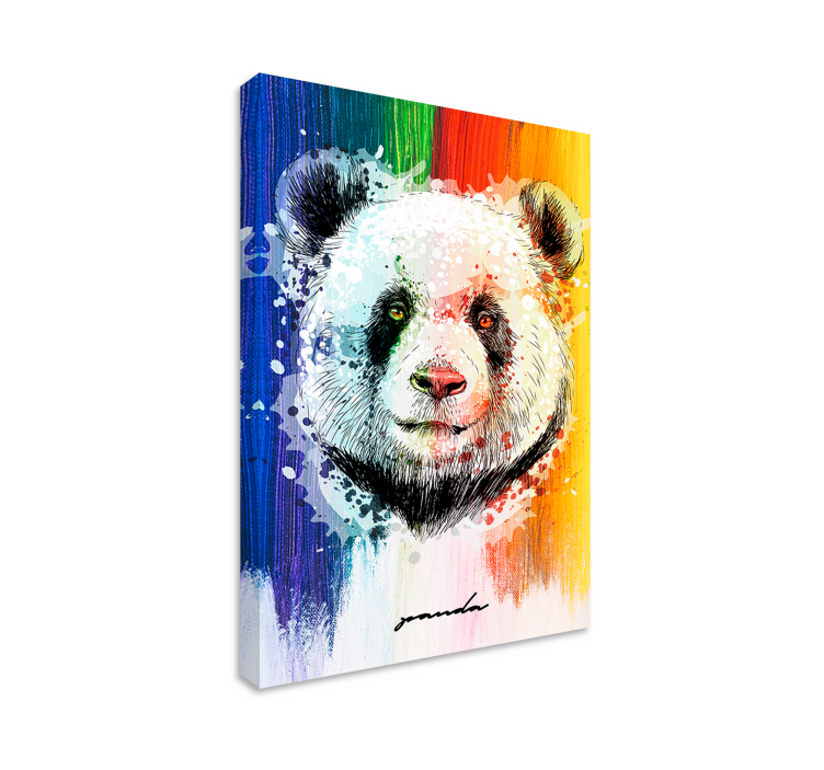 Regnbåge panda djur canvas tavla - Tenstickers