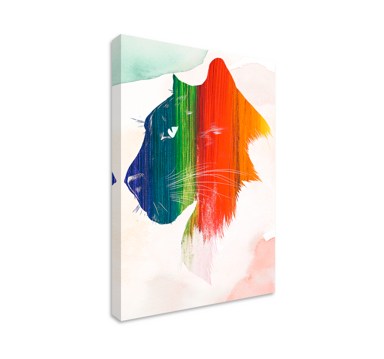 Kanvas katter färgglad lejonprofil - Tenstickers