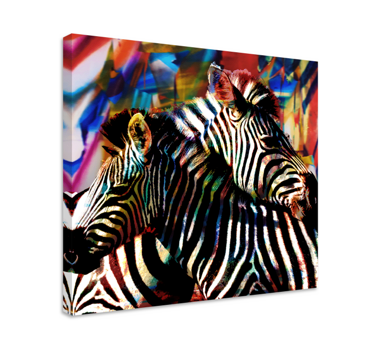 Kanvas djur färgglad zebra par - Tenstickers